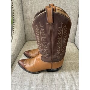 Tony Lama Lizard Wingtip Two-Toned Western Boots Style 6243 Sz 9.5D